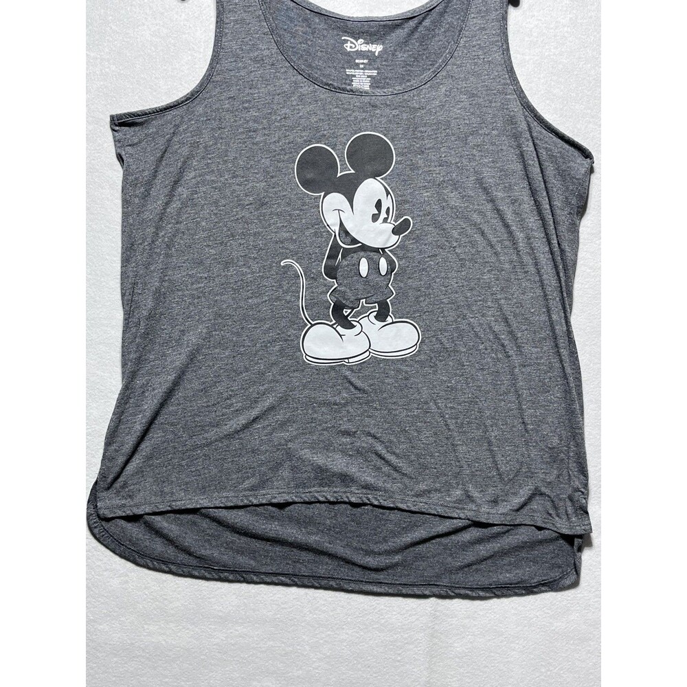 Disney Mickey Mouse Women’s 2X Gray Sleeveless Tank Top High Low Hem Graphic